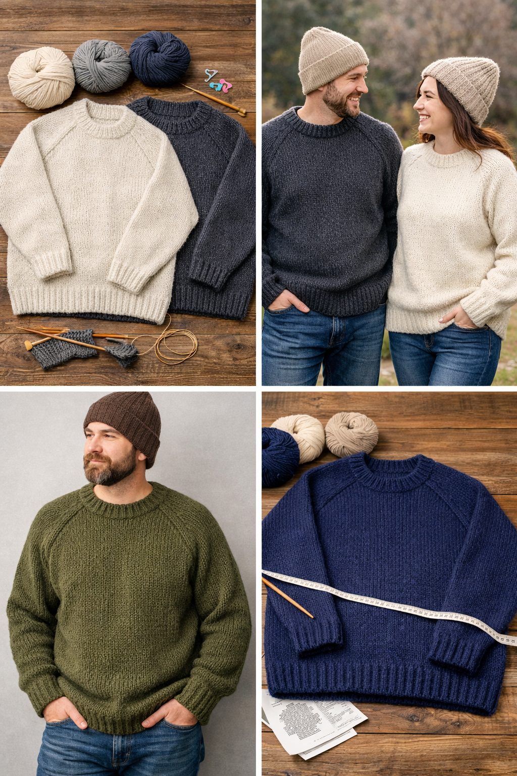 ハマナカアメリーエル極太で編む トップダウンラグランスリーブセーター